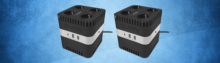 SVEN VR-F1200U and VR-F2000U voltage stabilizers — universal protection and convenient charging